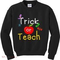 Trick Or Teach Halloween Teacher Kids Sweatshirt thumb 0
