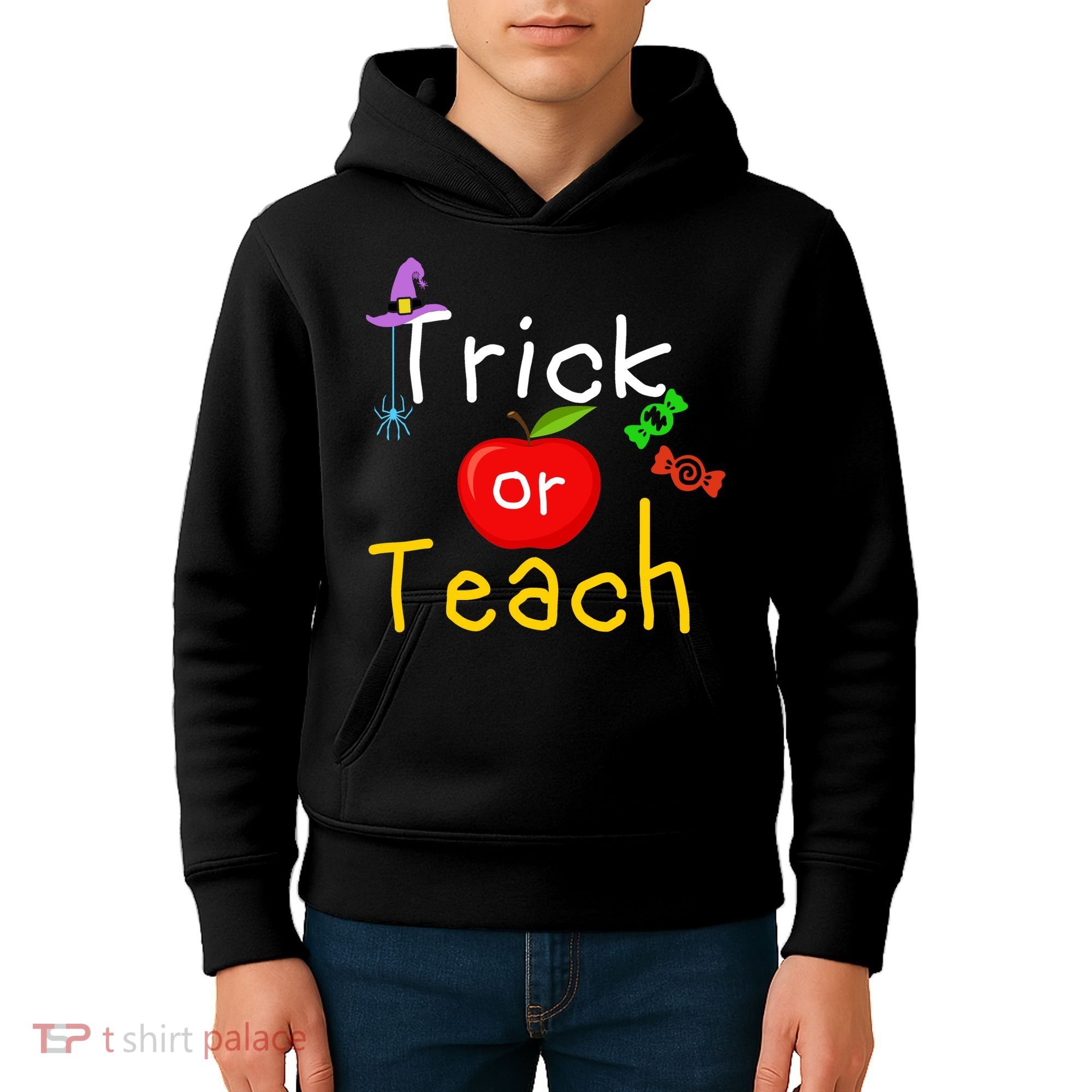 Trick Or Teach Halloween Teacher Kids Hoodie