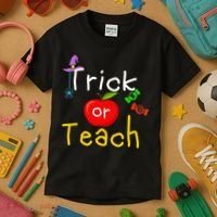 Trick Or Teach Halloween Teacher Kids T-Shirt thumb 3