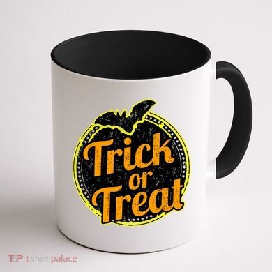 Trick or Treat Bat Logo Coffee Mug back