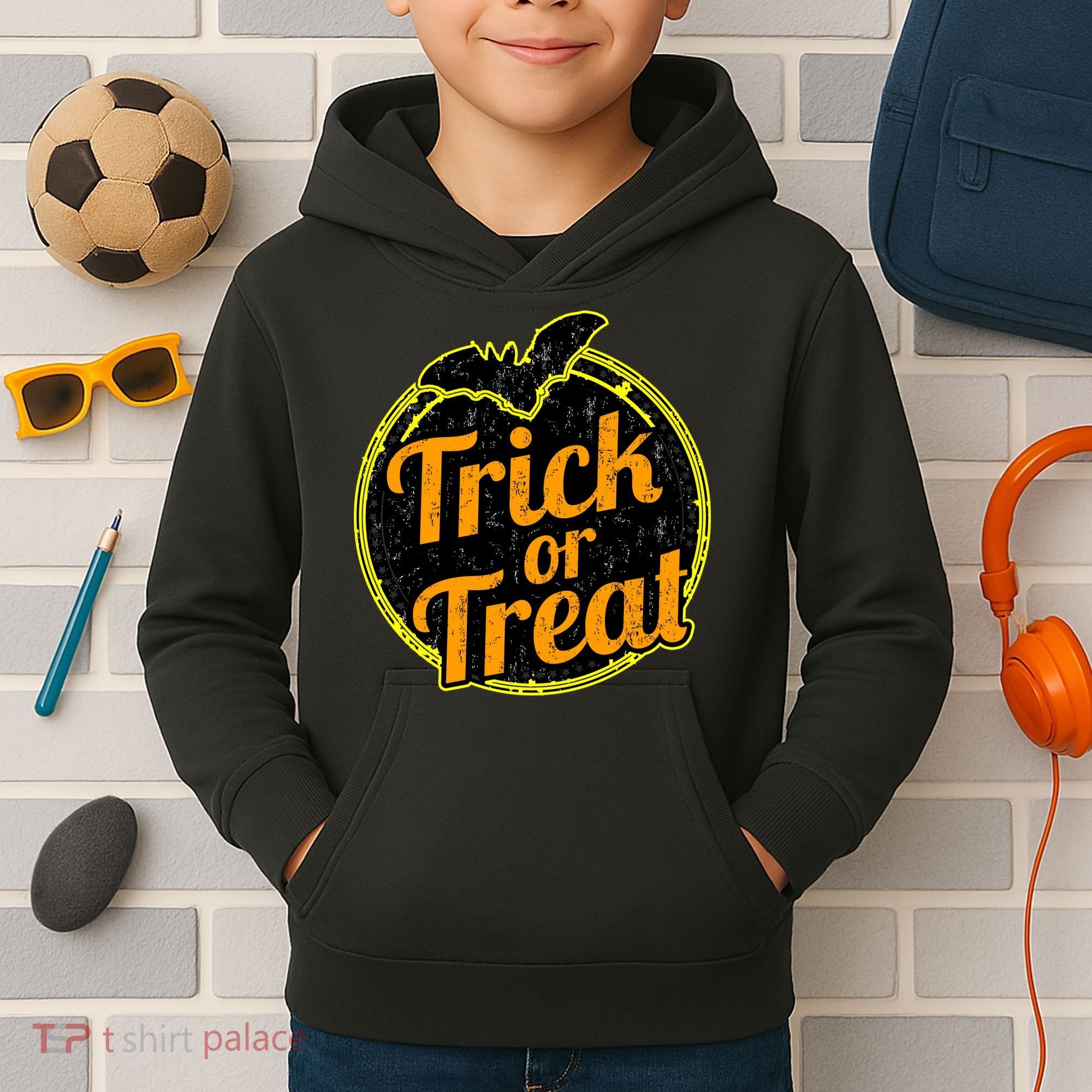 Trick or Treat Bat Logo Kids Hoodie