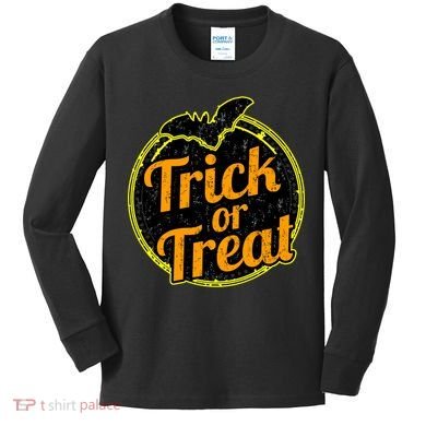 Trick or Treat Bat Logo Kids Long Sleeve Shirt