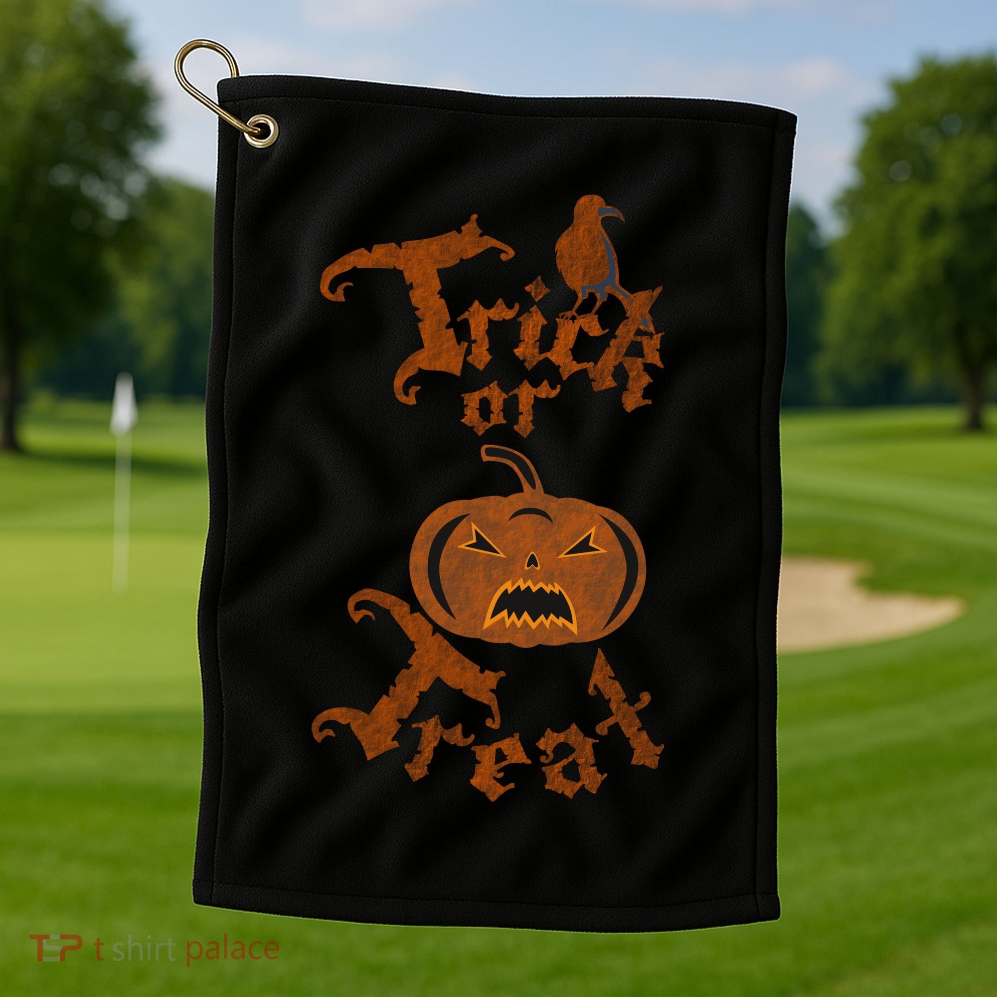 Trick Or Treat Pumpkin Halloween Golf Towel