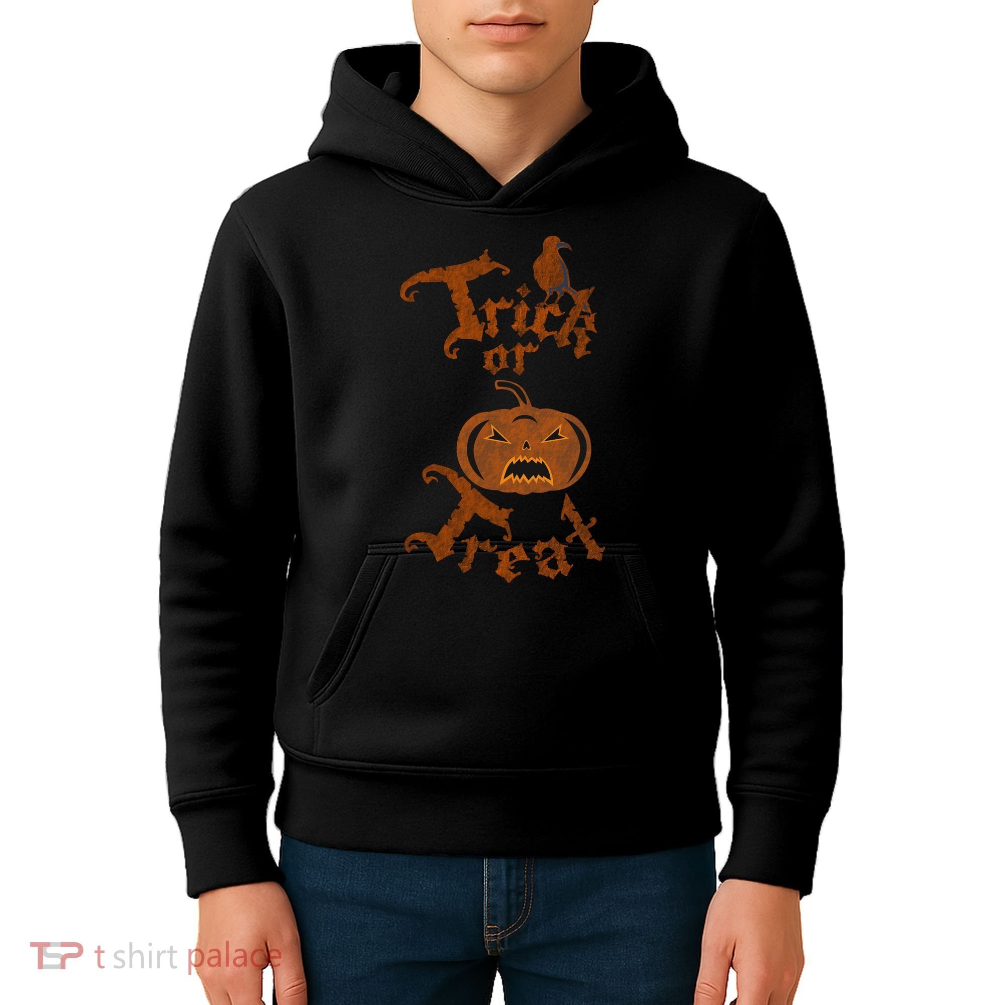 Trick Or Treat Pumpkin Halloween Kids Hoodie