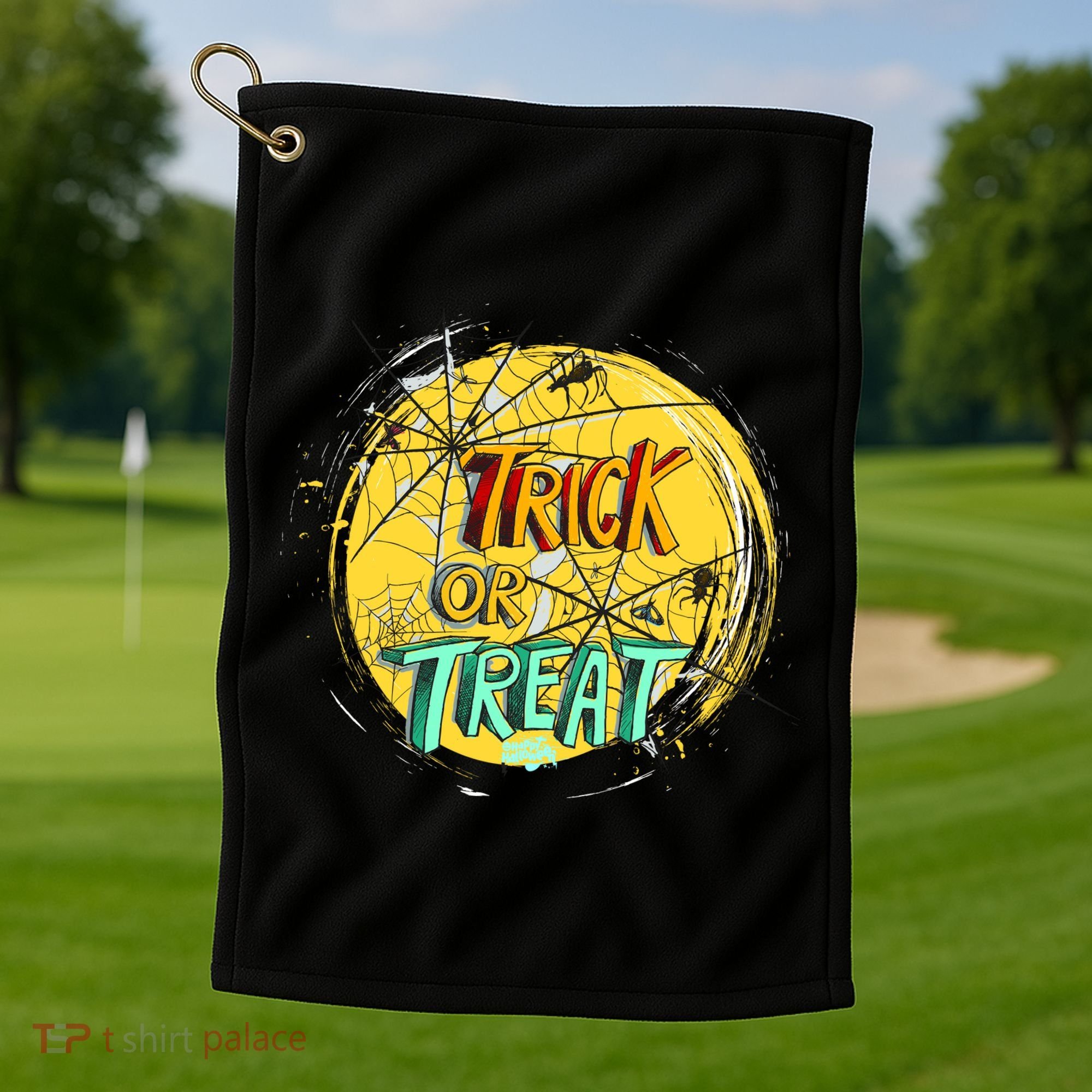 Trick or Treat Spider Web Golf Towel