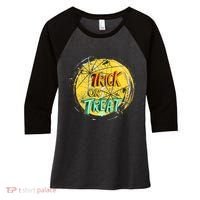 Trick or Treat Spider Web Women's Tri-Blend 3/4-Sleeve Raglan Shirt thumb 0