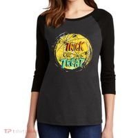Trick or Treat Spider Web Women's Tri-Blend 3/4-Sleeve Raglan Shirt thumb 2