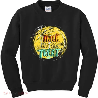 Trick or Treat Spider Web Kids Sweatshirt