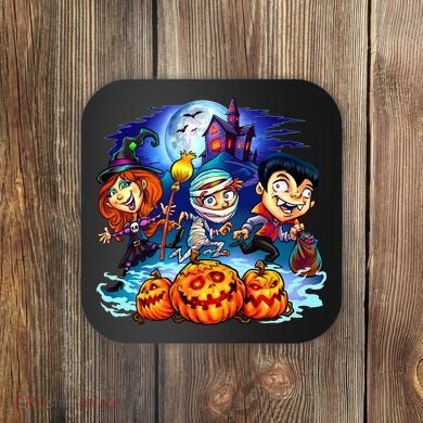 Trick-or-Treaters Halloween Coaster