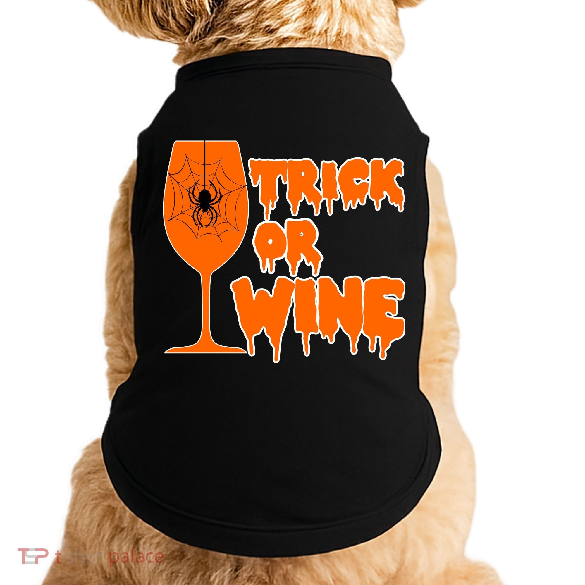 Trick or Wine Halloween Spider Web Doggie Tank
