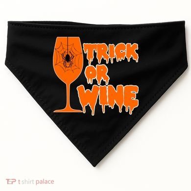 Trick or Wine Halloween Spider Web USA-Made Doggie Bandana