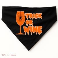 Trick or Wine Halloween Spider Web USA-Made Doggie Bandana thumb 0