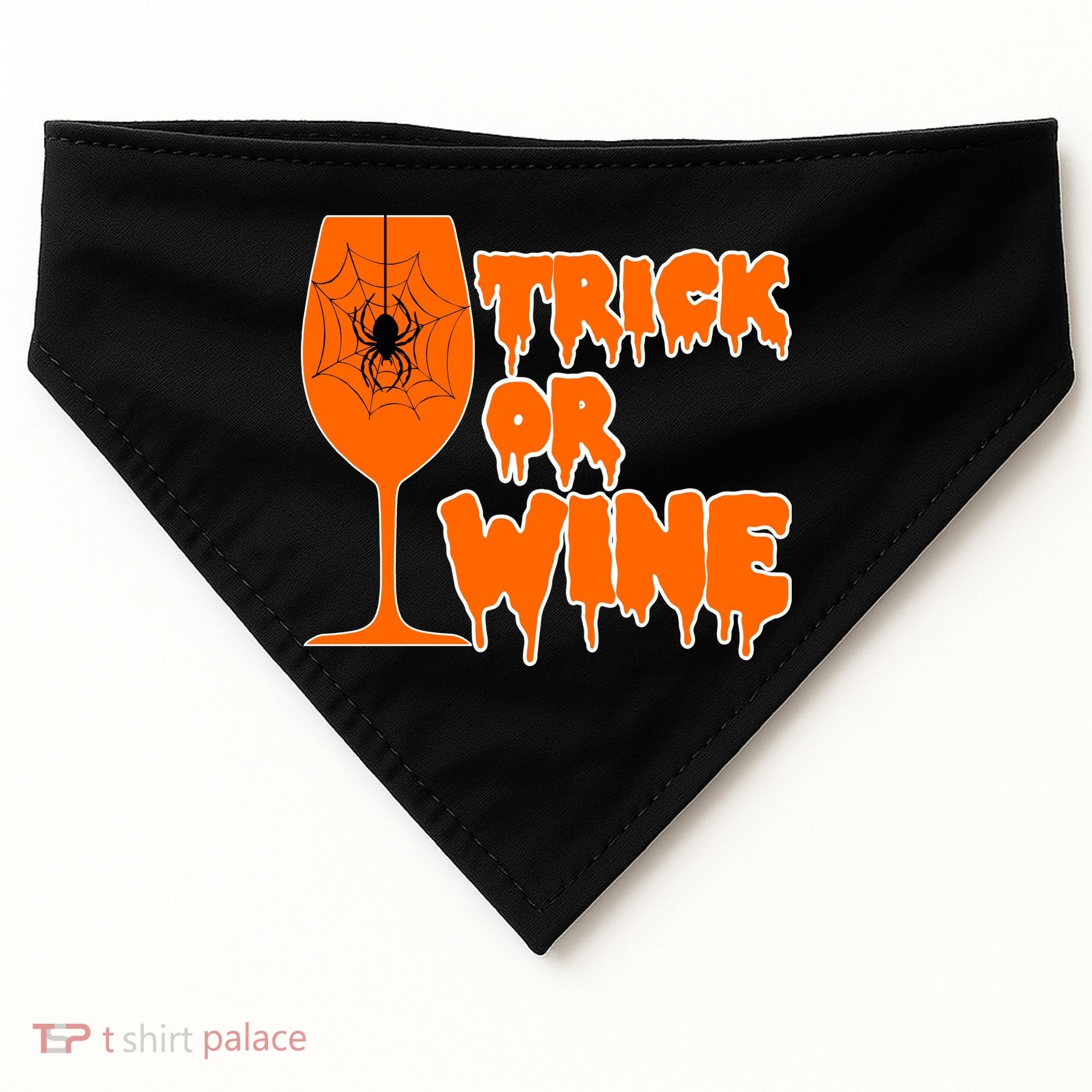 Trick or Wine Halloween Spider Web USA-Made Doggie Bandana