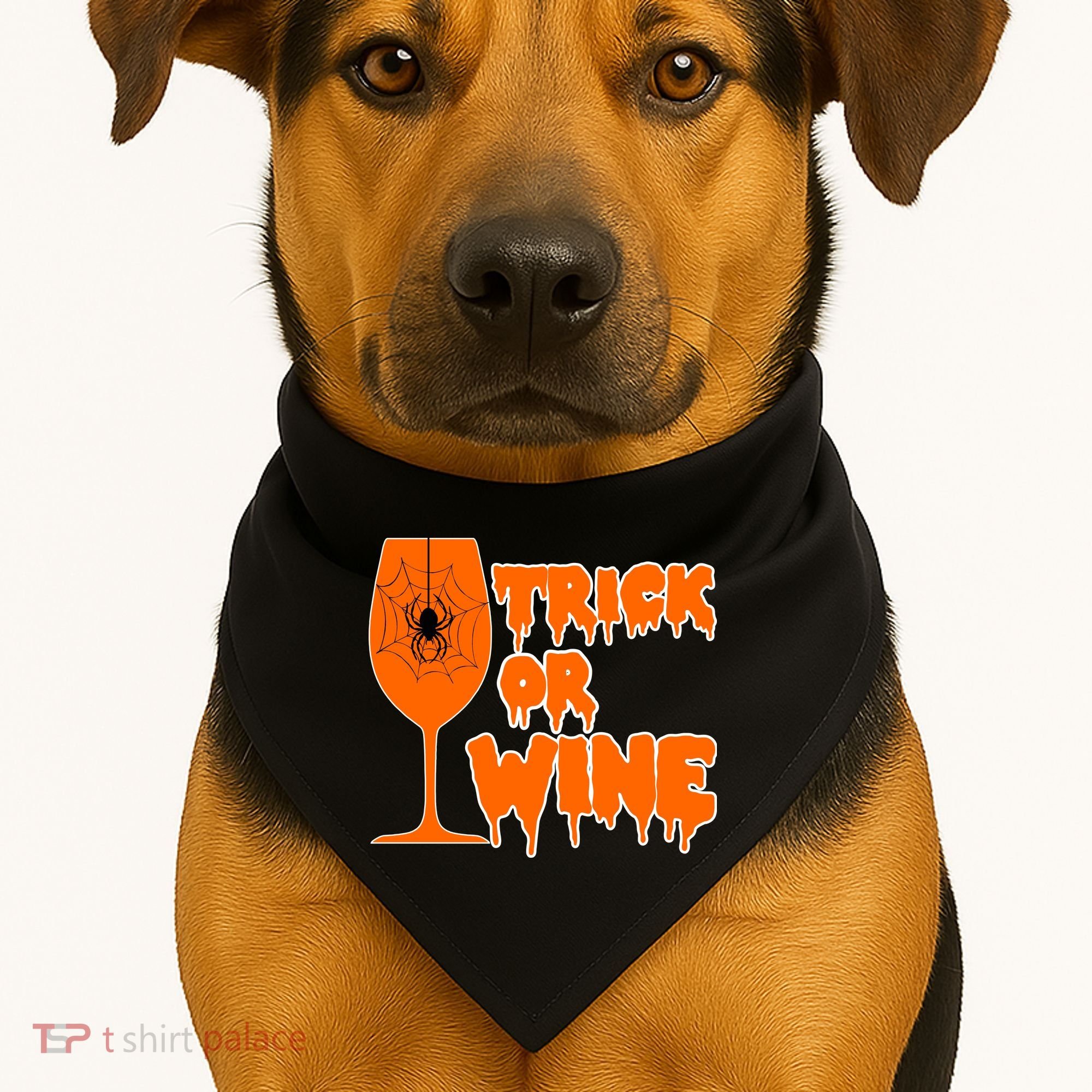 Trick or Wine Halloween Spider Web USA-Made Doggie Bandana