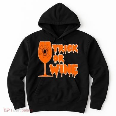 Trick or Wine Halloween Spider Web Hoodie