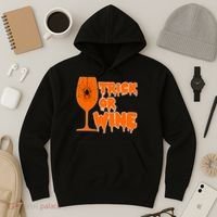 Trick or Wine Halloween Spider Web Hoodie thumb 3