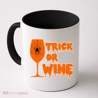 Trick or Wine Halloween Spider Web Coffee Mug thumb 0