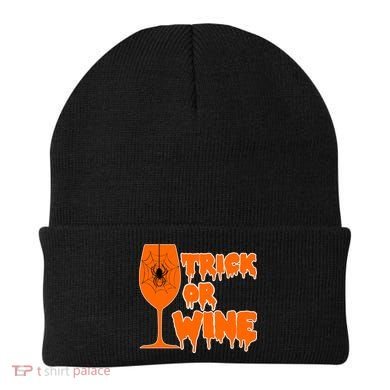 Trick or Wine Halloween Spider Web Beanie