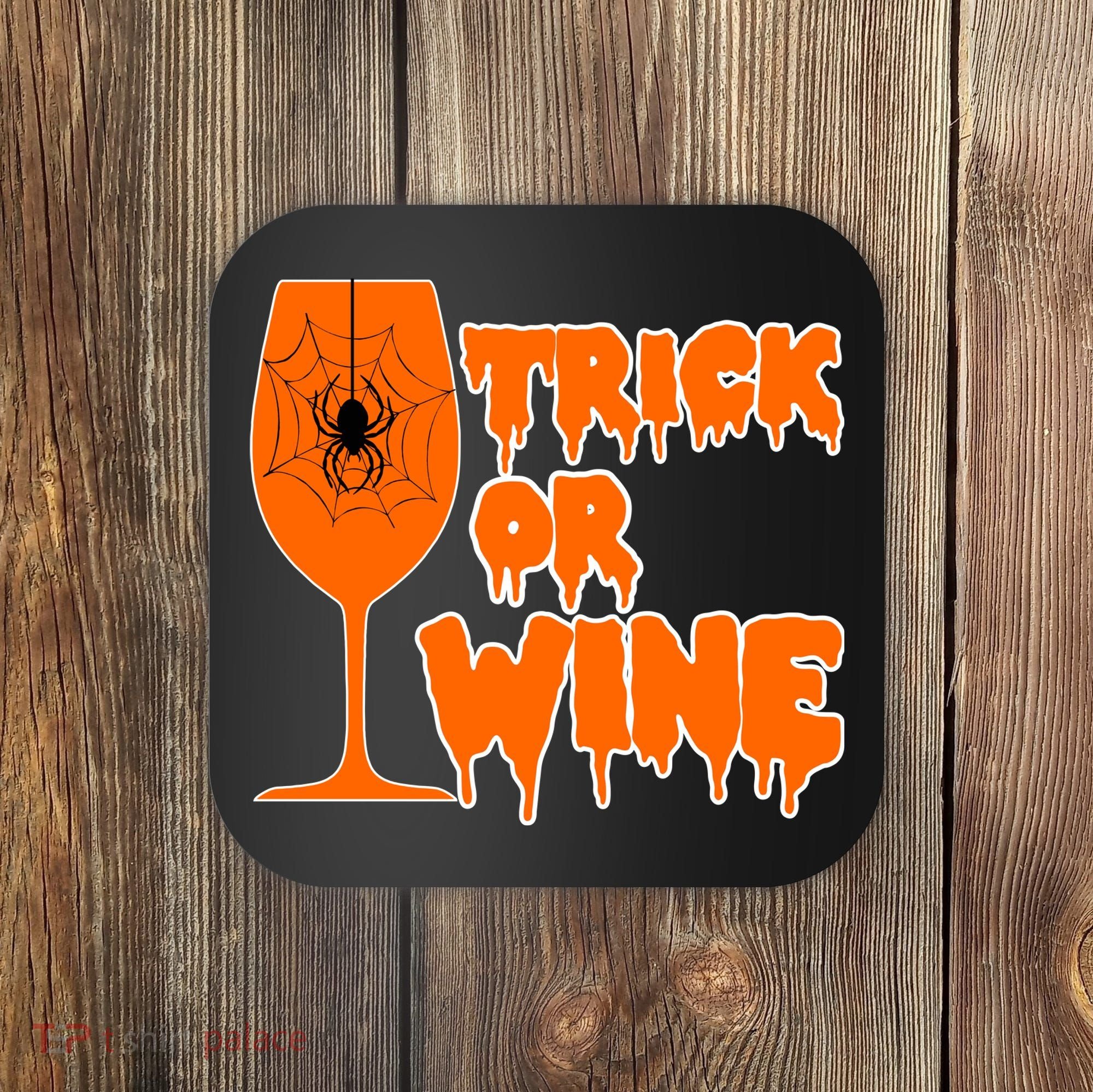 Trick or Wine Halloween Spider Web Coaster