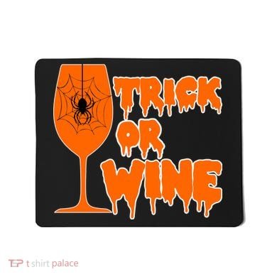Trick or Wine Halloween Spider Web Mousepad