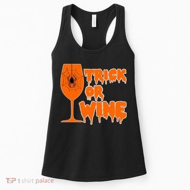 Trick or Wine Halloween Spider Web Women's Tank Top