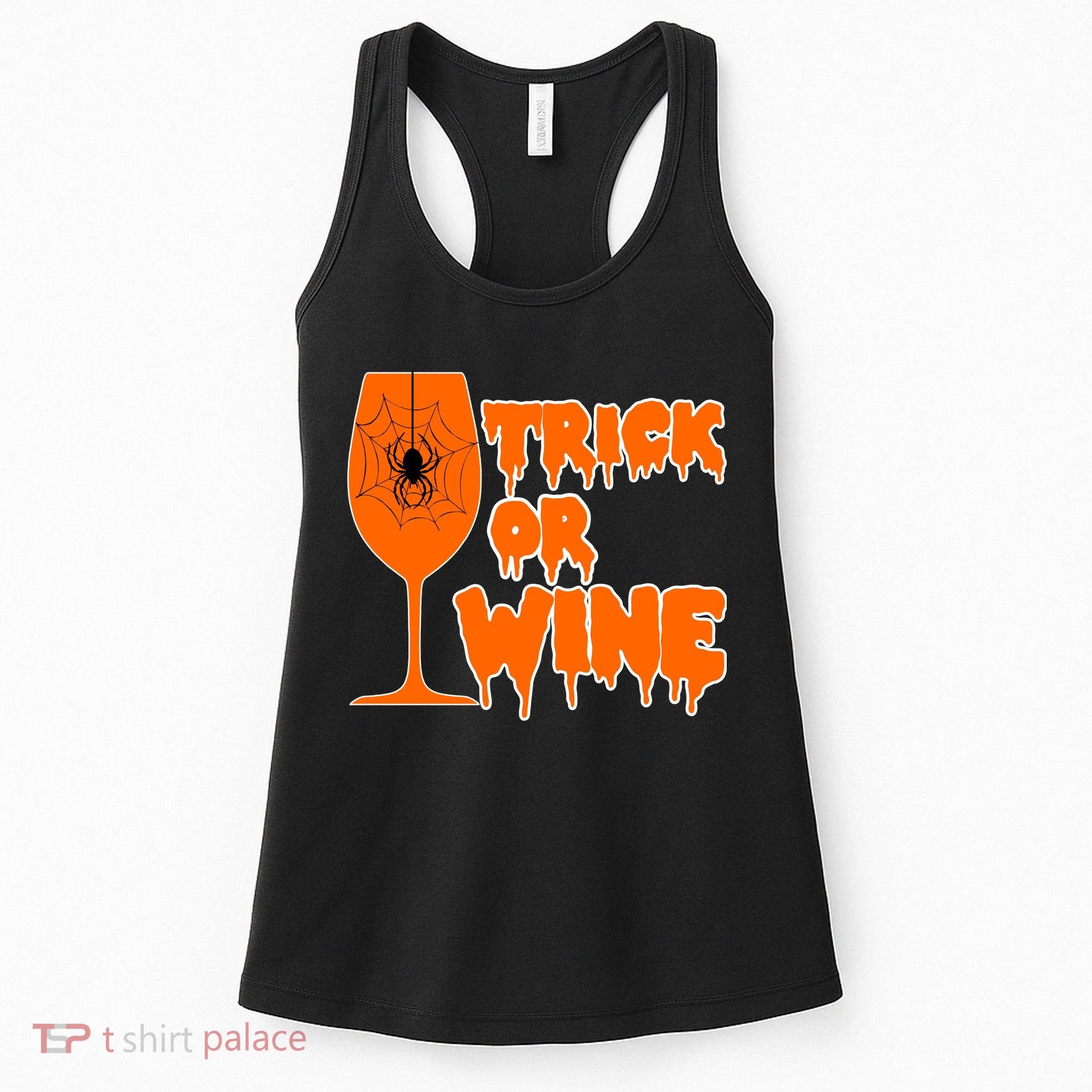 Trick or Wine Halloween Spider Web Women's Tank Top