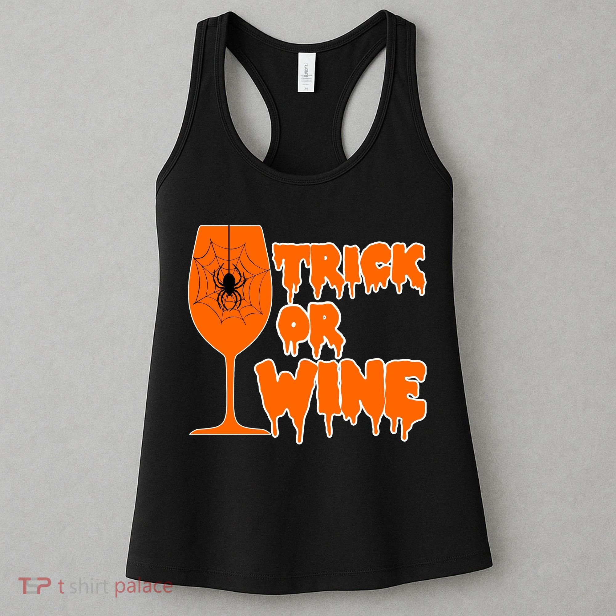 Trick or Wine Halloween Spider Web Women's Tank Top