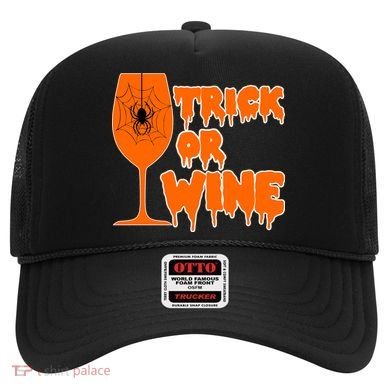 Trick or Wine Halloween Spider Web Hat