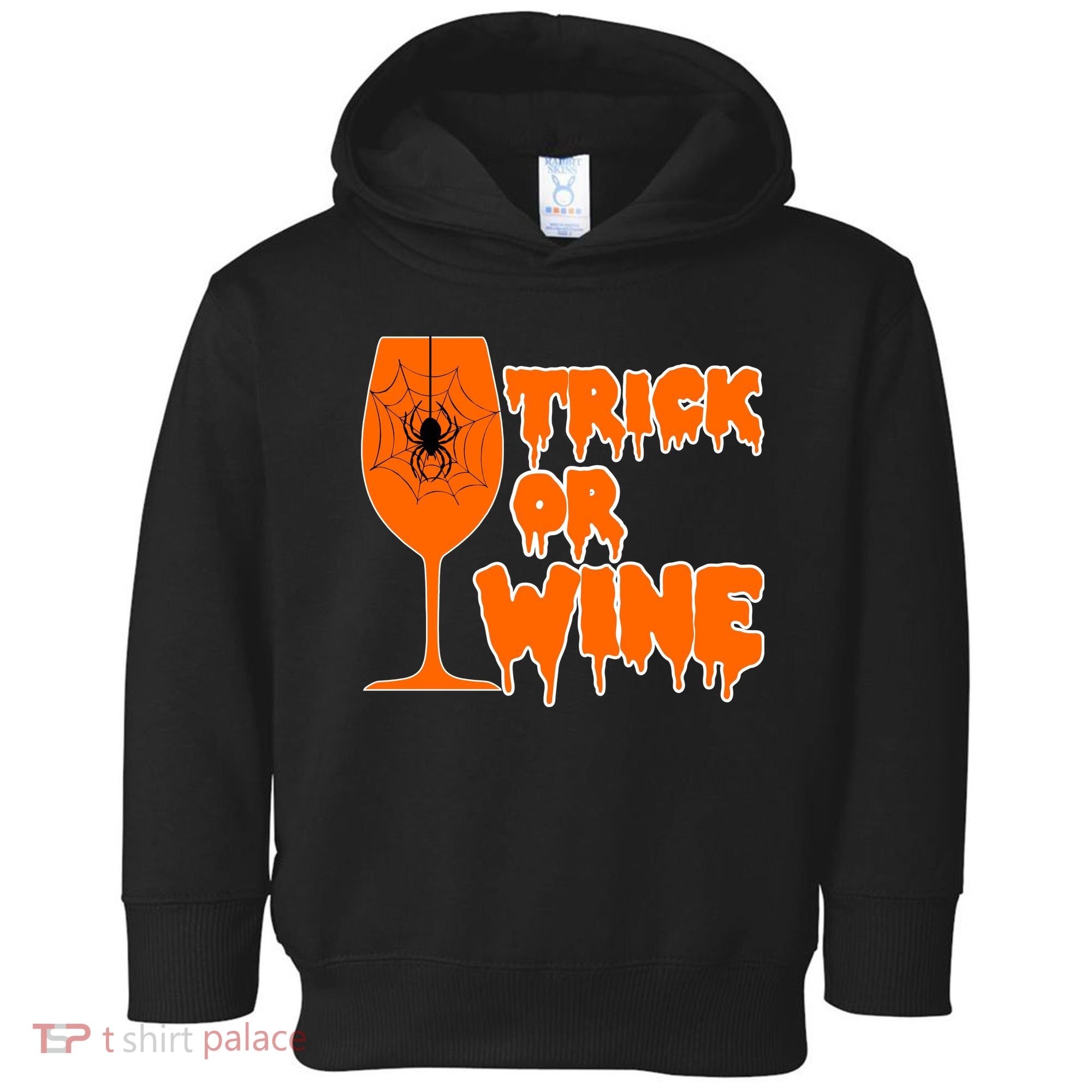Trick or Wine Halloween Spider Web Toddler Hoodie