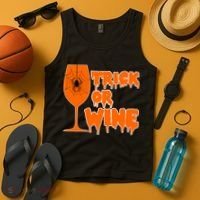 Trick or Wine Halloween Spider Web Tank Top thumb 4
