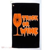 Trick or Wine Halloween Spider Web Golf Towel thumb 0
