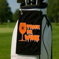 Trick or Wine Halloween Spider Web Golf Towel thumb 2