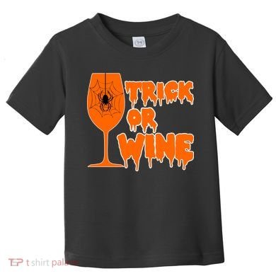 Trick or Wine Halloween Spider Web Toddler T-Shirt