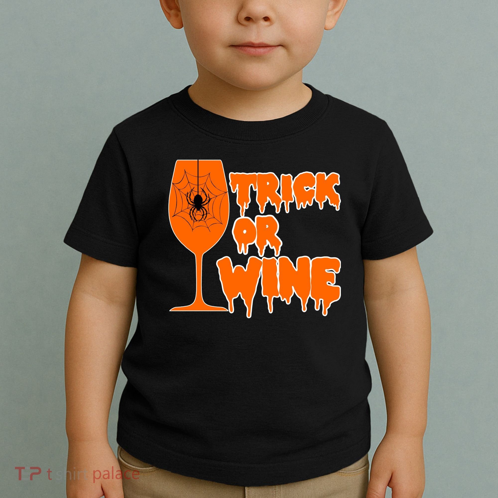 Trick or Wine Halloween Spider Web Toddler T-Shirt