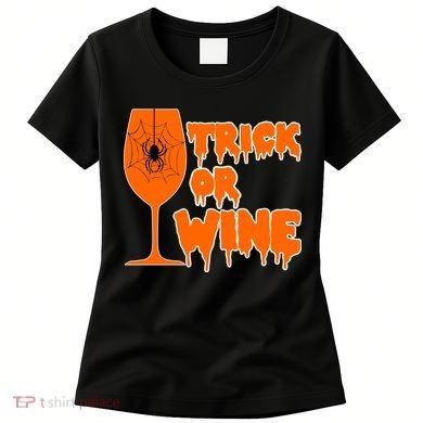 Trick or Wine Halloween Spider Web Women's T-Shirt