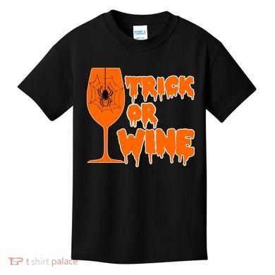 Trick or Wine Halloween Spider Web Kids T-Shirt