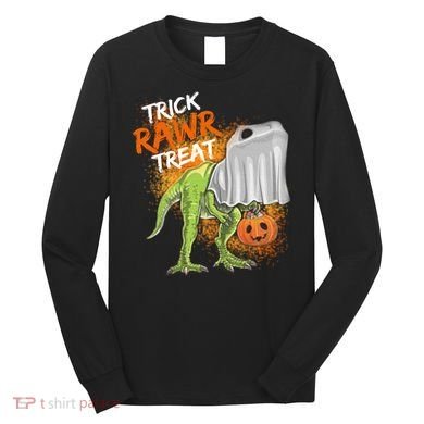 Trick Rawr Treat Halloween T Rex Dinosaur Long Sleeve Shirt