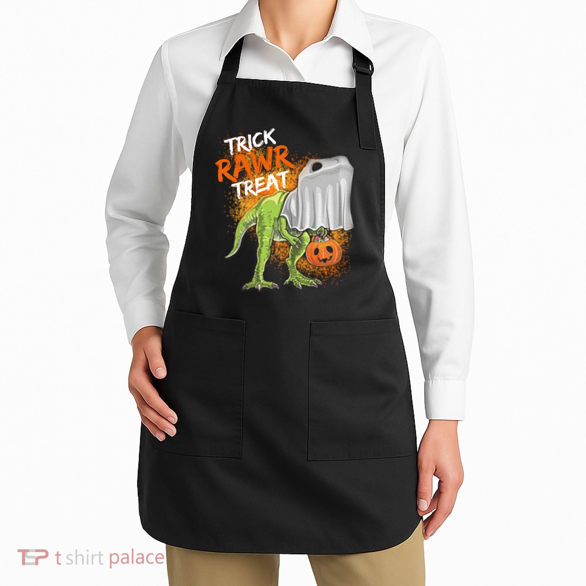 Trick Rawr Treat Halloween T Rex Dinosaur Apron
