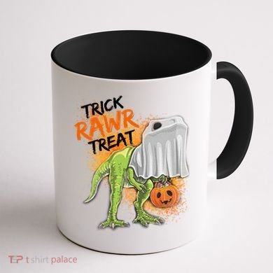 Trick Rawr Treat Halloween T Rex Dinosaur Coffee Mug back