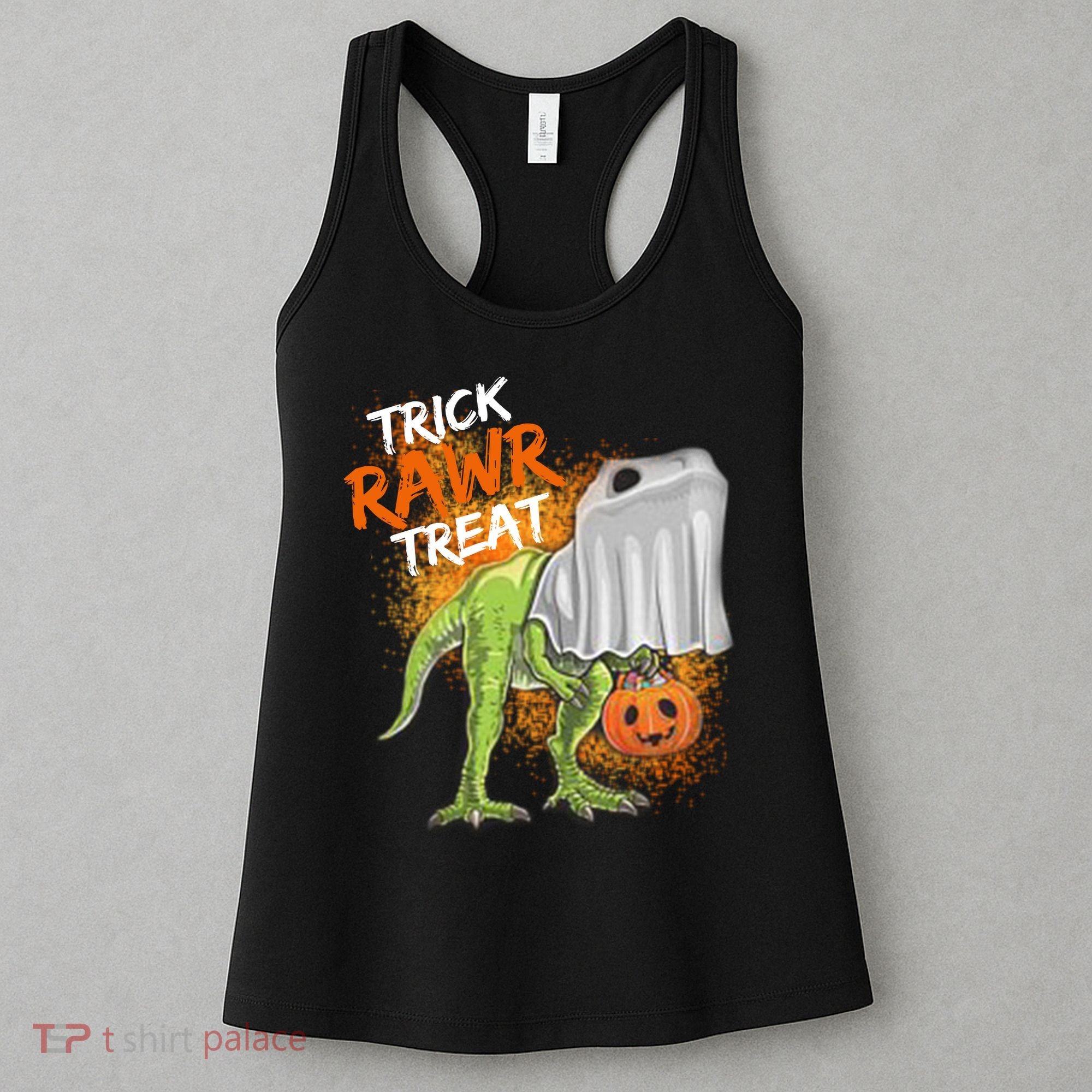 Trick Rawr Treat Halloween T Rex Dinosaur Women's Tank Top