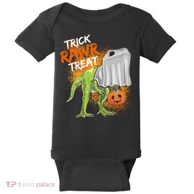 Trick Rawr Treat Halloween T Rex Dinosaur Baby Bodysuit