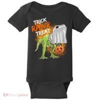 Trick Rawr Treat Halloween T Rex Dinosaur Baby Bodysuit thumb 0