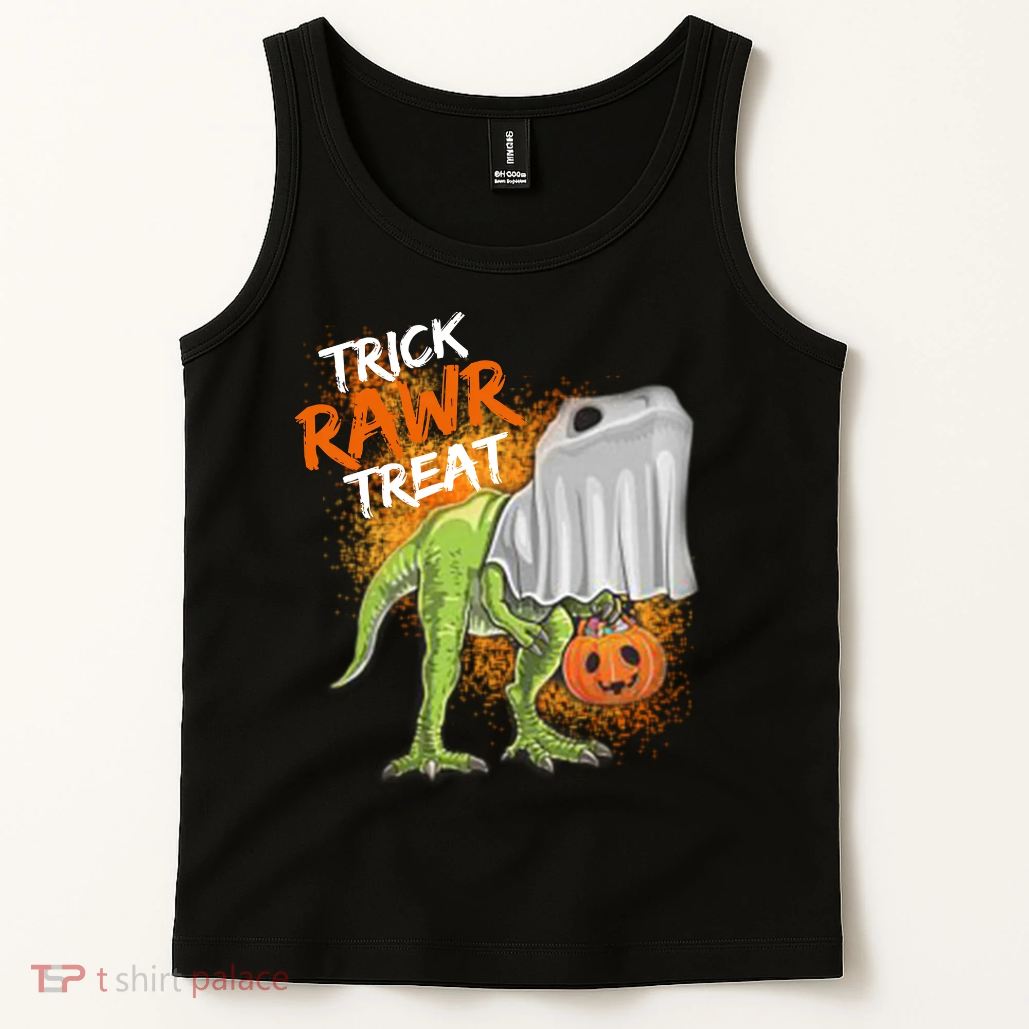 Trick Rawr Treat Halloween T Rex Dinosaur Tank Top