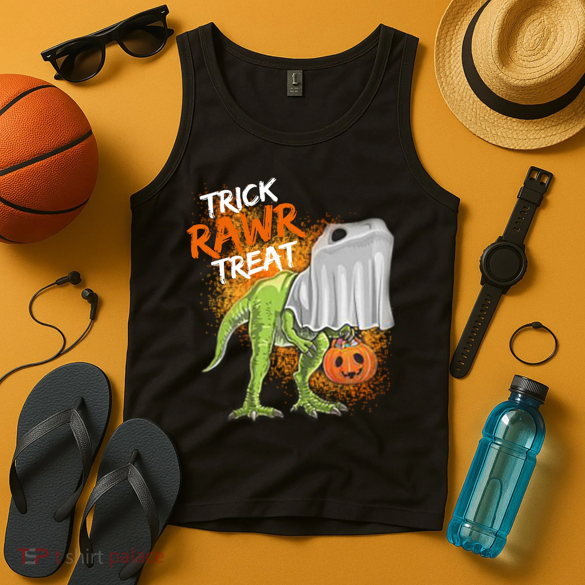 Trick Rawr Treat Halloween T Rex Dinosaur Tank Top