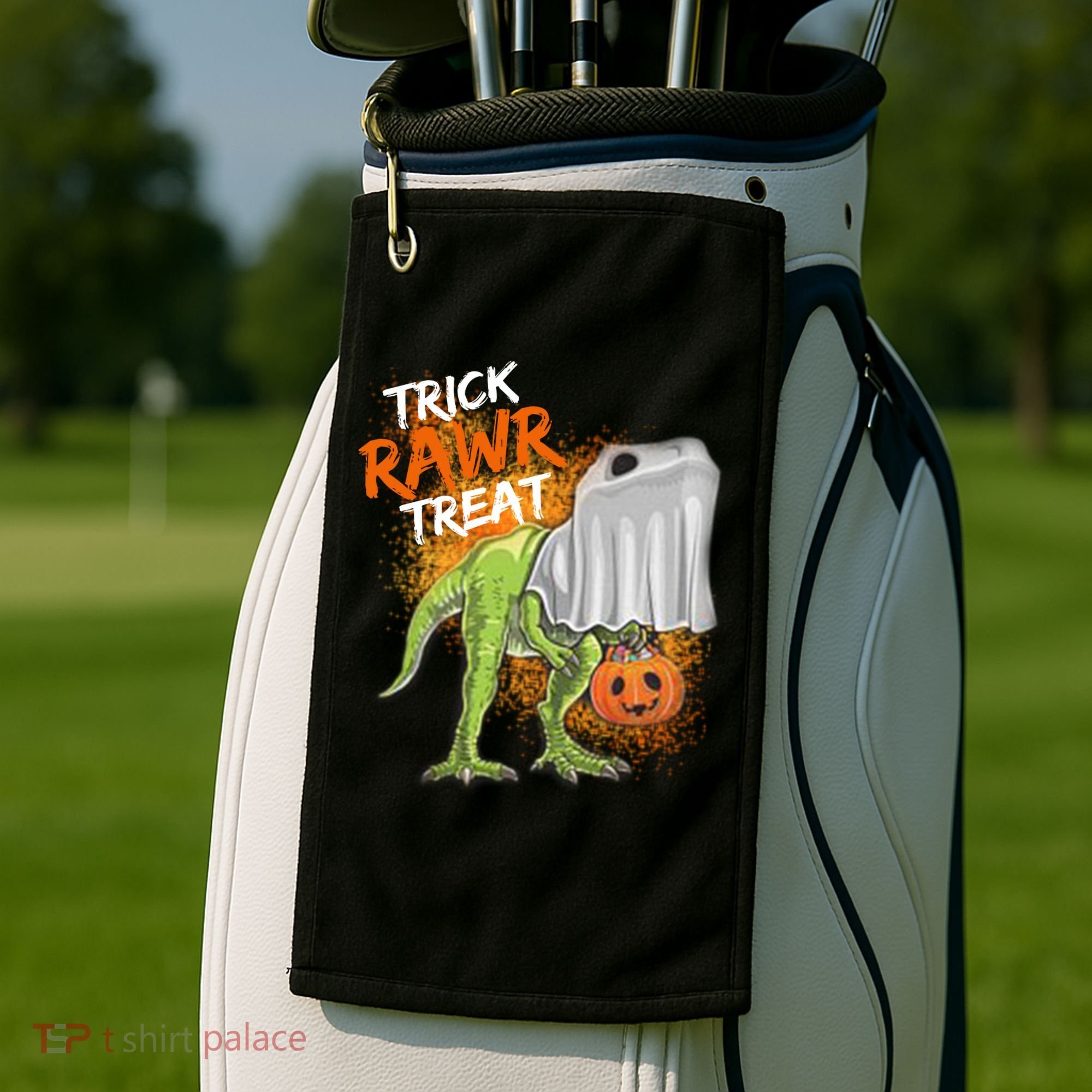 Trick Rawr Treat Halloween T Rex Dinosaur Golf Towel