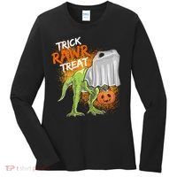 Trick Rawr Treat Halloween T Rex Dinosaur Women's Long Sleeve Shirt thumb 0