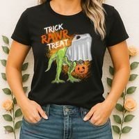 Trick Rawr Treat Halloween T Rex Dinosaur Women's T-Shirt thumb 2