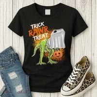 Trick Rawr Treat Halloween T Rex Dinosaur Women's T-Shirt thumb 3