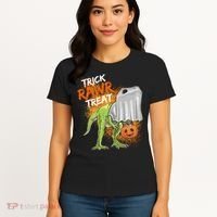 Trick Rawr Treat Halloween T Rex Dinosaur Women's T-Shirt thumb 4