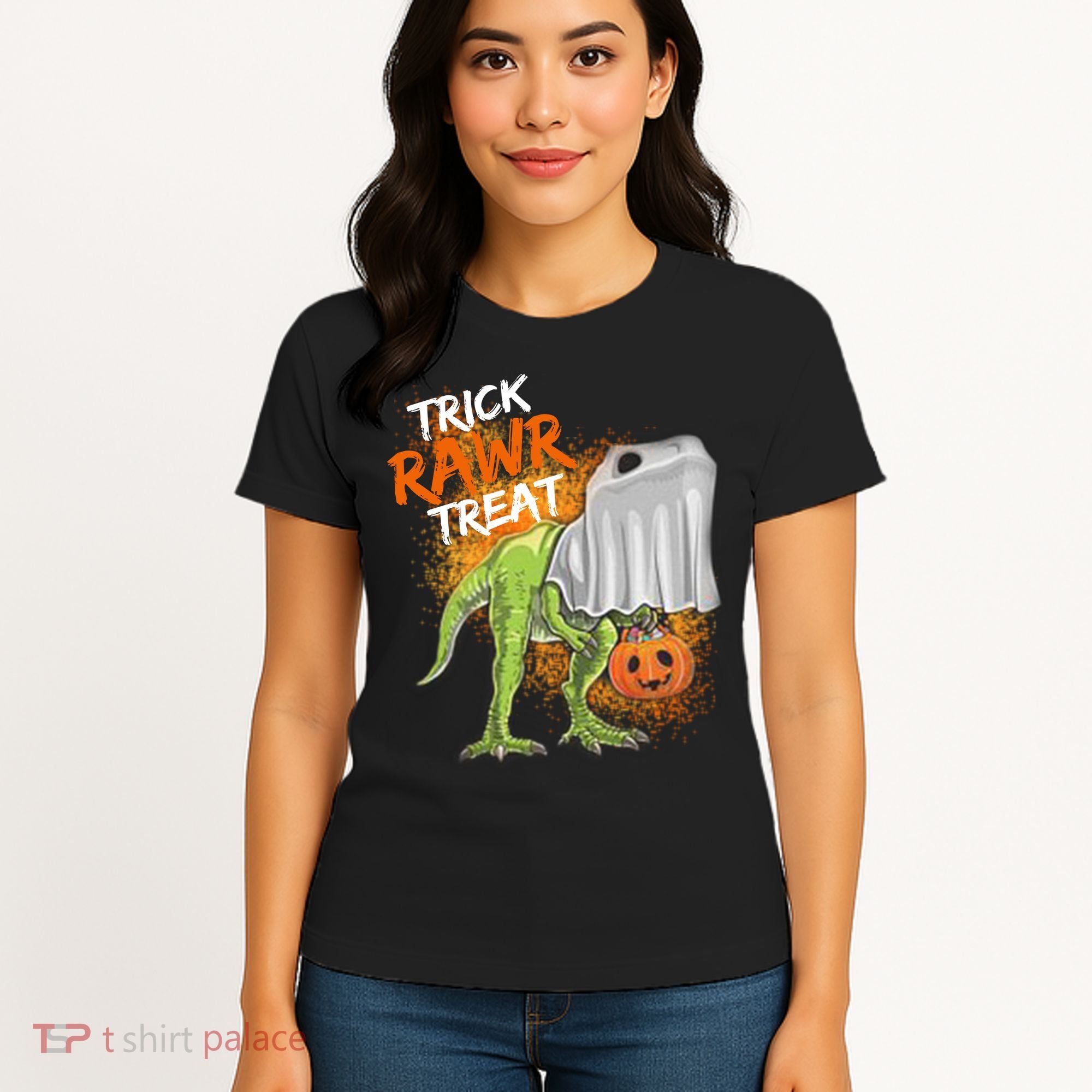 Trick Rawr Treat Halloween T Rex Dinosaur Women's T-Shirt
